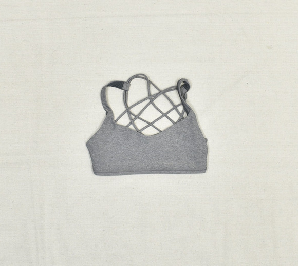 Lululemon Tops - Lululemon Women Sport Bra Crew Neck Solid Top Polyester Gray Size 4 Gym Workout